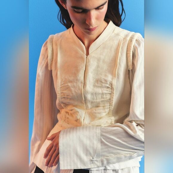 NWT ZARA Authentic ROMANTIC SHIRT ZARA ICONS LIMITED EDITION oyster white - Picture 3 of 17